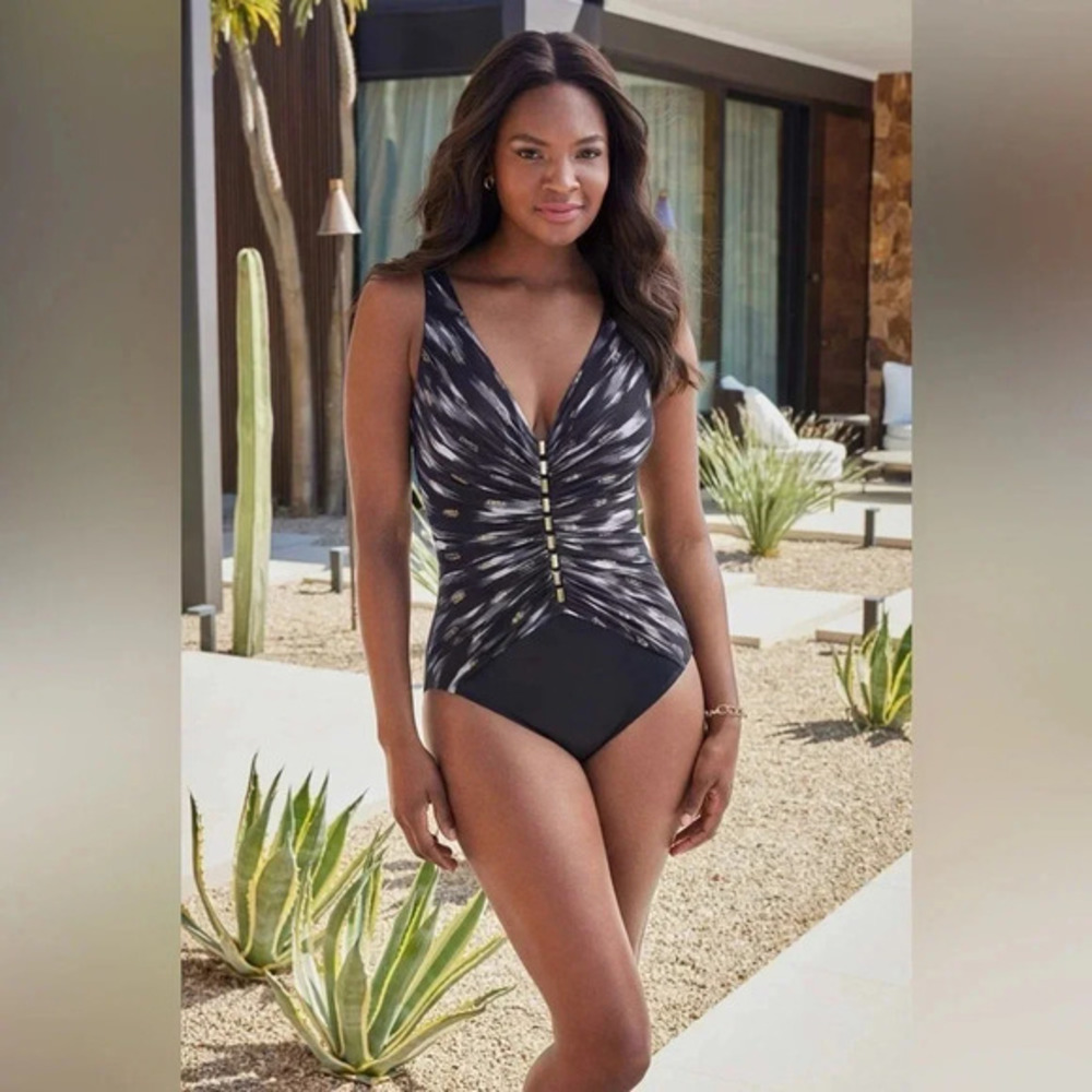 Miraclesuit Bronze Reign Charmer One Piece Swimsuit size 12 B2443